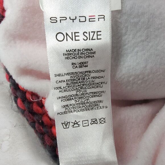 Spyder Women's Twisty Knit Fleece Pink Multi Lined Pom Pom Cuffed Beanie Hat - Picture 10 of 10